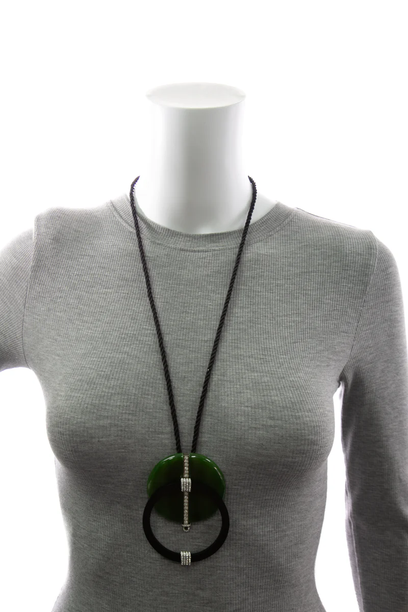 Double Pendant Rope Necklace - Image 2