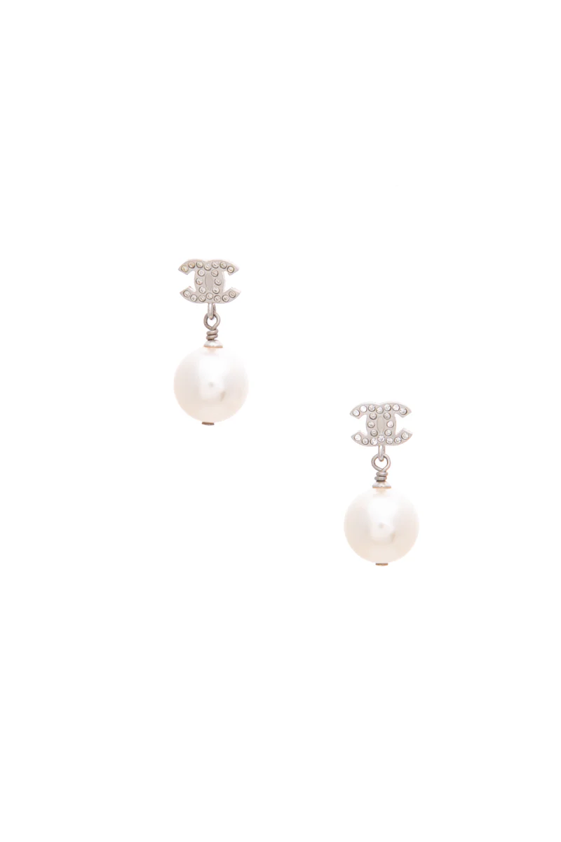 Crystal CC Logo Drop Earrings