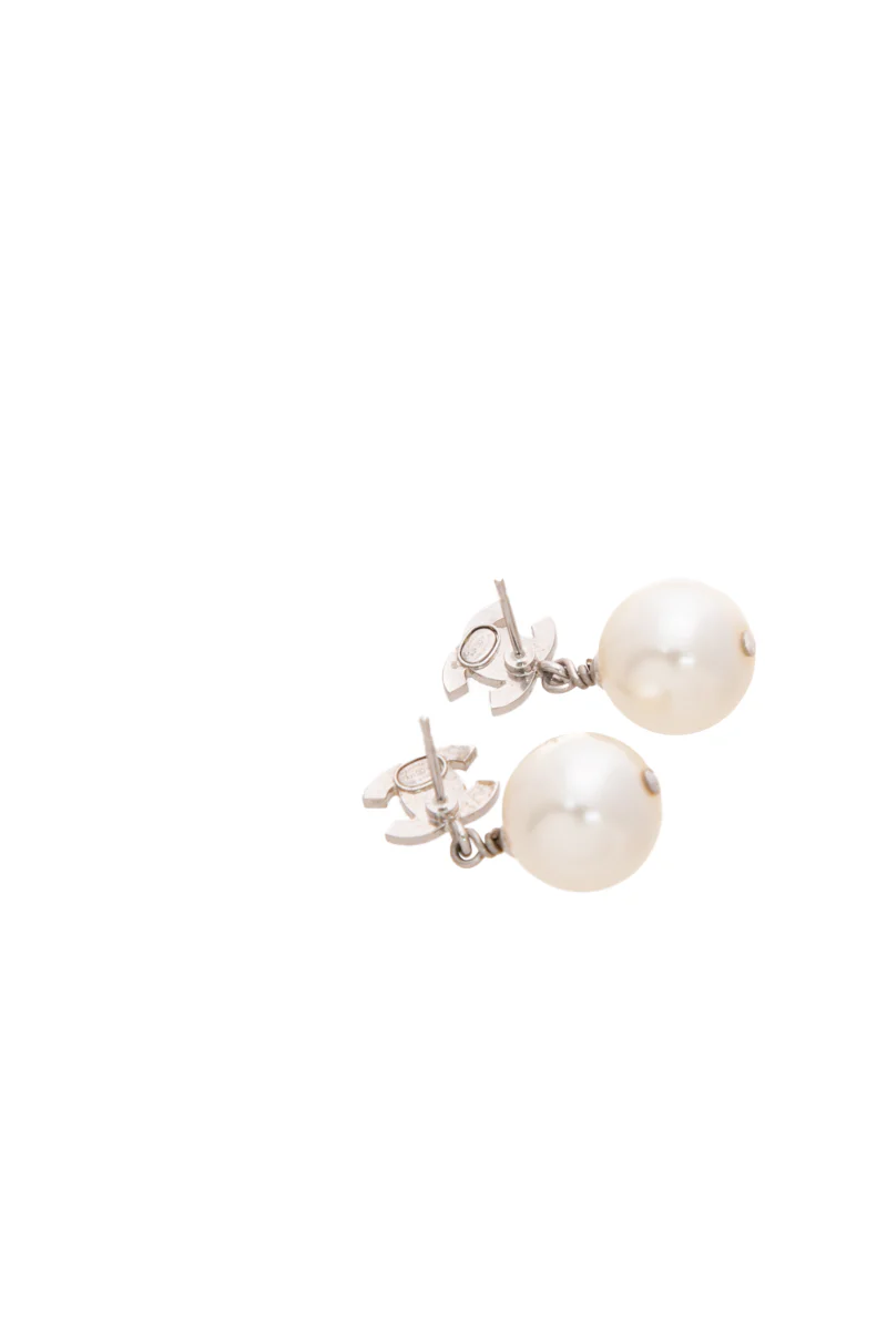 Crystal CC Logo Drop Earrings - Image 4