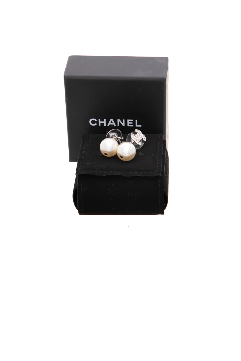 Crystal CC Logo Drop Earrings - Image 5