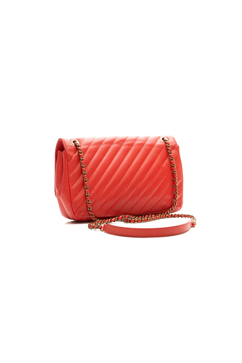 Diagonal Quilted Flap Bag - Image 3