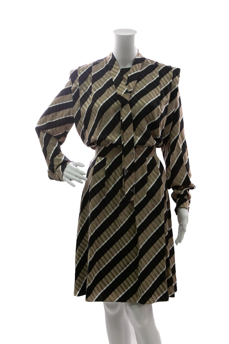 Striped Lavaliere Short Dress - Size 40