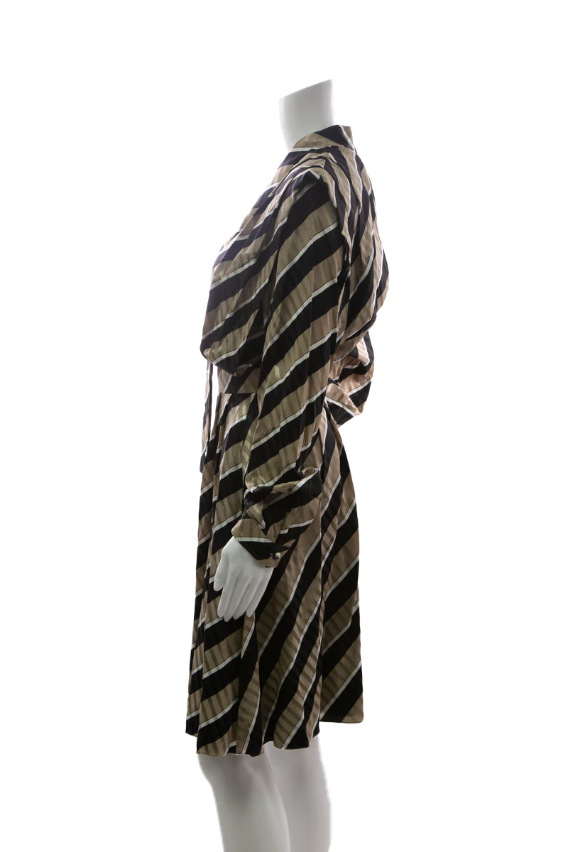 Striped Lavaliere Short Dress - Size 40 - Image 2