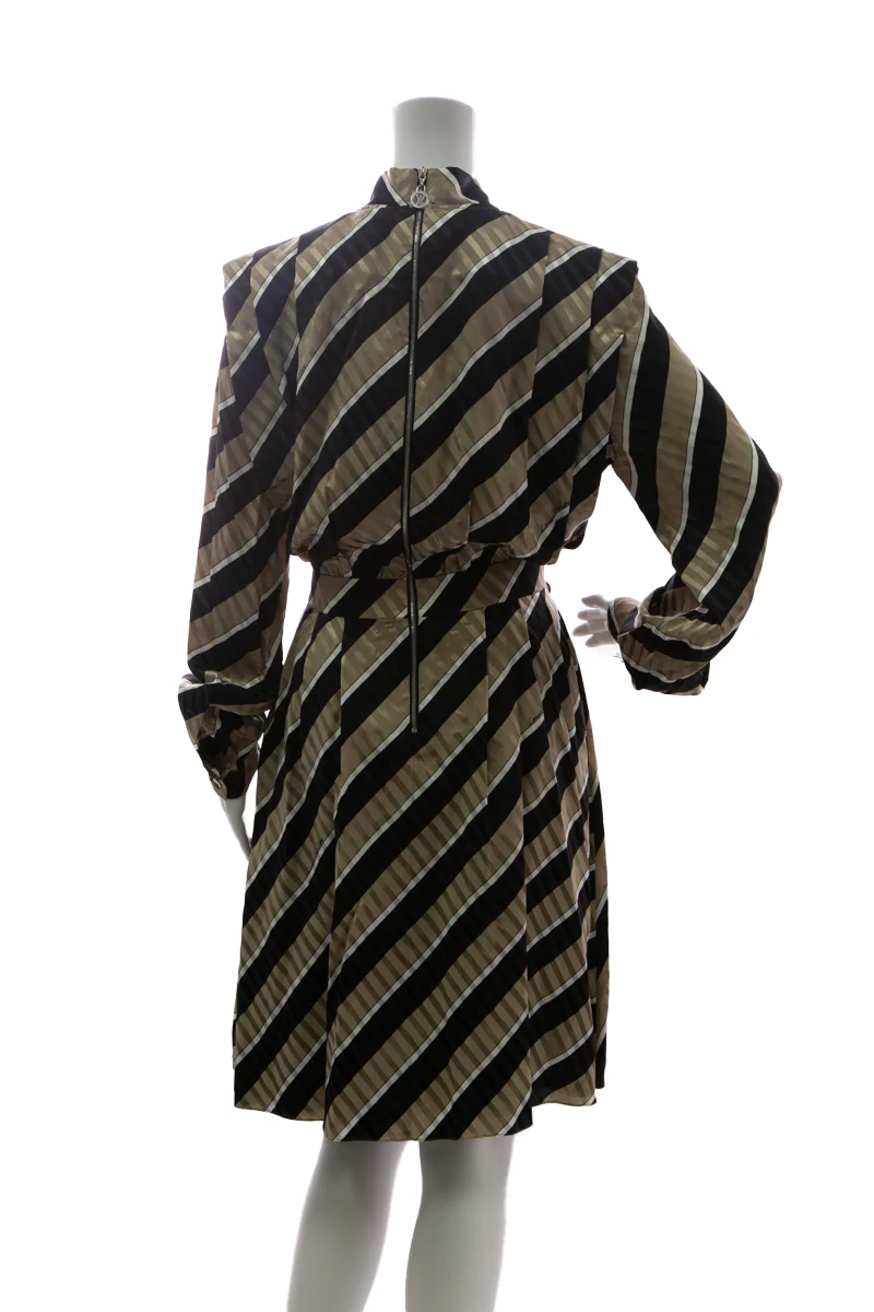 Striped Lavaliere Short Dress - Size 40 - Image 3