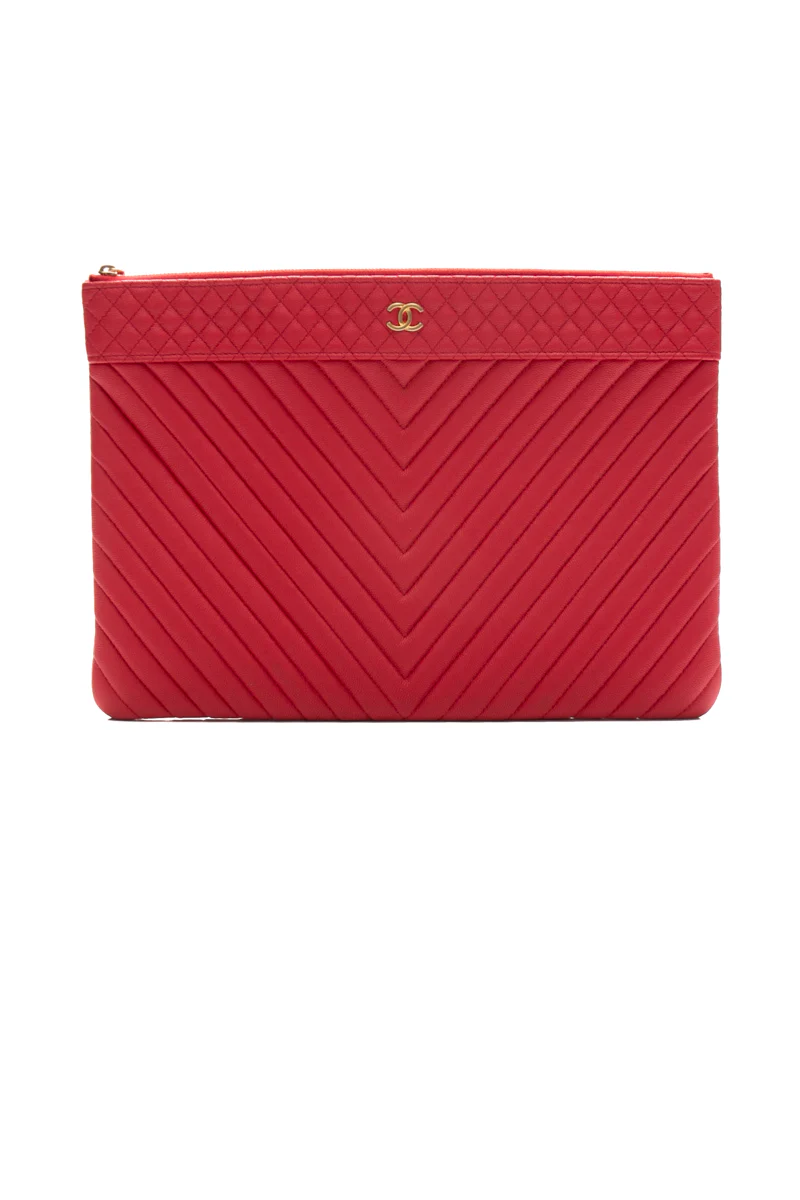 Large Chevron CC O-Case Zip Pouch