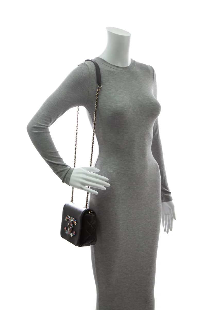 Giant Crystal CC Mini Flap Bag - Image 3