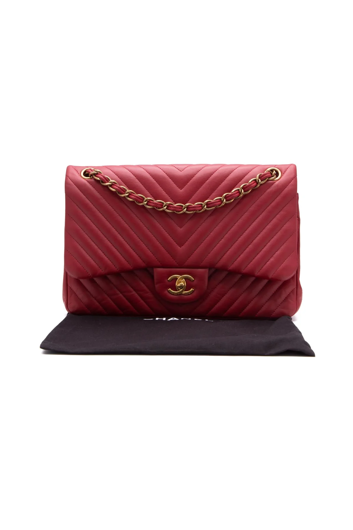 Chevron Jumbo Double Flap Bag - Image 15