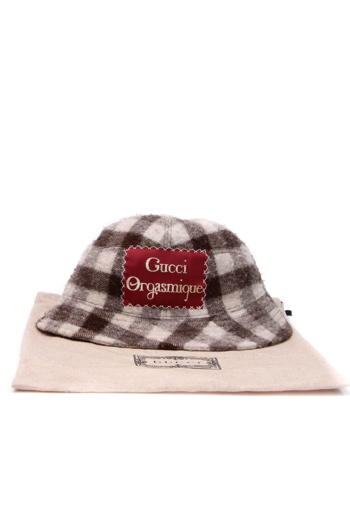 "Orgasmique" Patch Bucket Hat - White/Brown Size Medium - Image 8